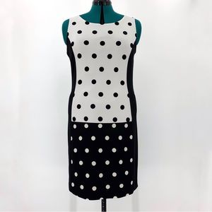 Vivian Wong Black and White Polka Dot Illusion Sleeveless Dress, 10